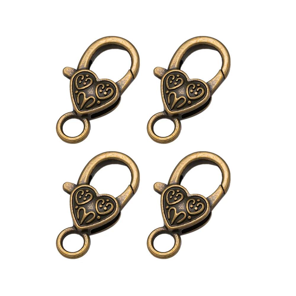 10pcs Lobster Clasp Hooks Heart Keychain Clasps for DIY Bracelets Chain Necklace Components Accessory Jewelry Making Findings