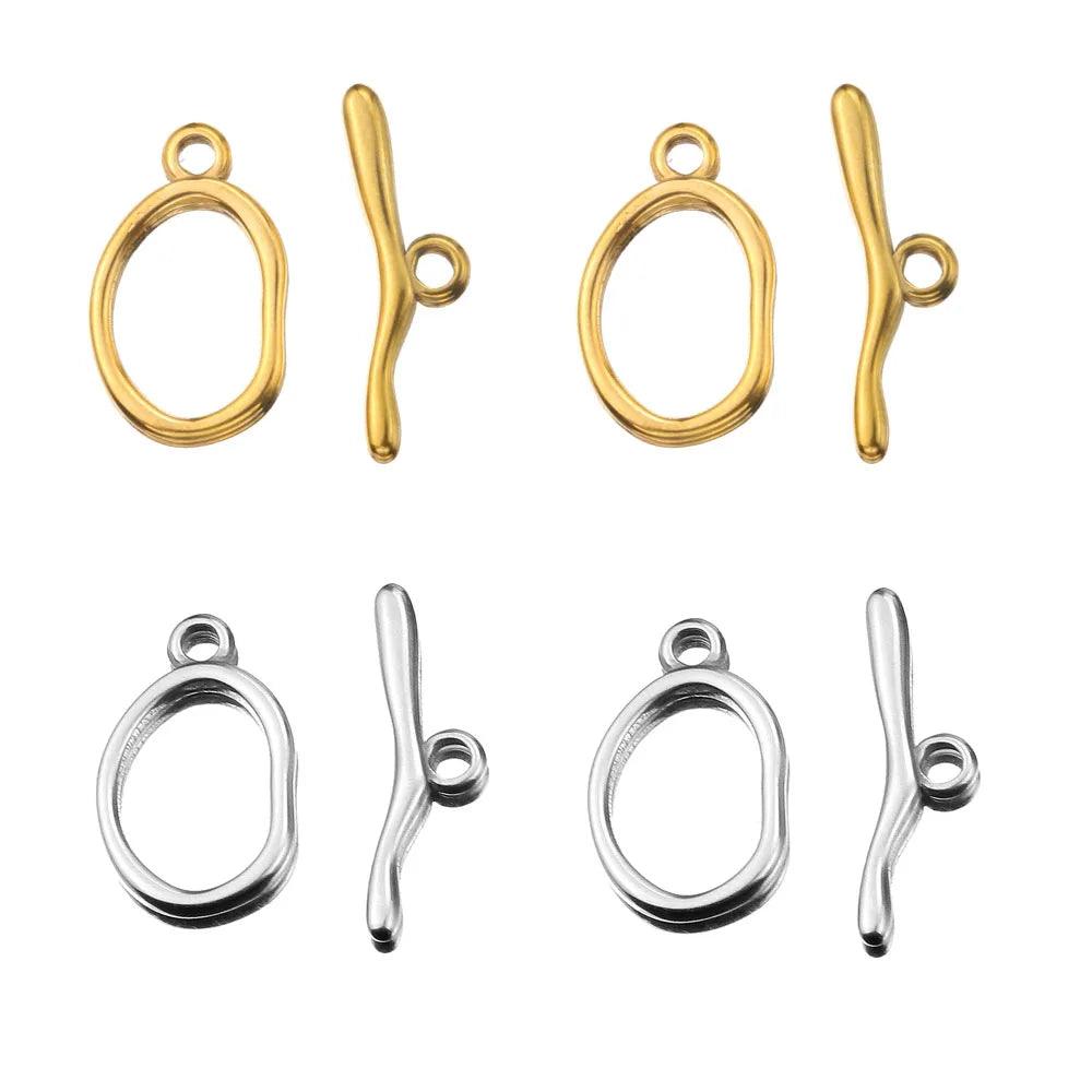4 Set Gold Toggle Clasps Stainless Steel OT End Clasps Buckle Connectors for DIY Bracelet Necklace Jewelry Making Supplies