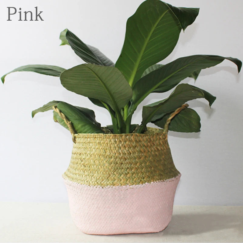 Straw Woven Flower Plant Pot Grass Planter Basket Indoor Outdoor Flower Pot Plant Containers Storage Basket