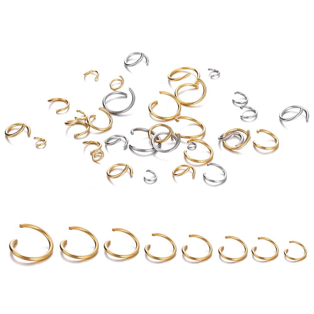 100-200pcs 3/4/5/6/7/8/10mm Stainless Steel DIY Jewelry Findings Open Single Loops Jump Rings & Split Ring for Jewelry Making