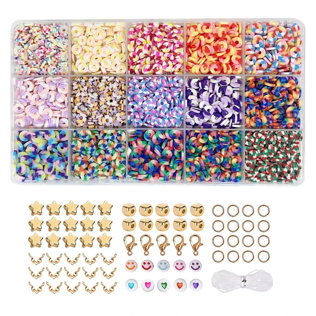 Clay Beads Bracelet Making Kit includes Loose Beads and String for DIY Jewelry Craft for Girls