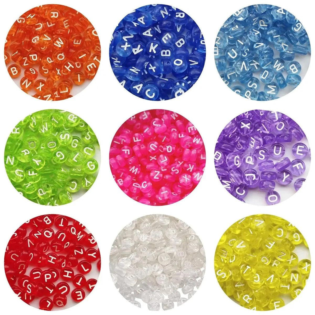 100/200/300/500pcs Mixed Acrylic Multicolor Letter Beads Round Flat Loose Spacer Beads For Jewelry Making DIY Handmade Bracelet