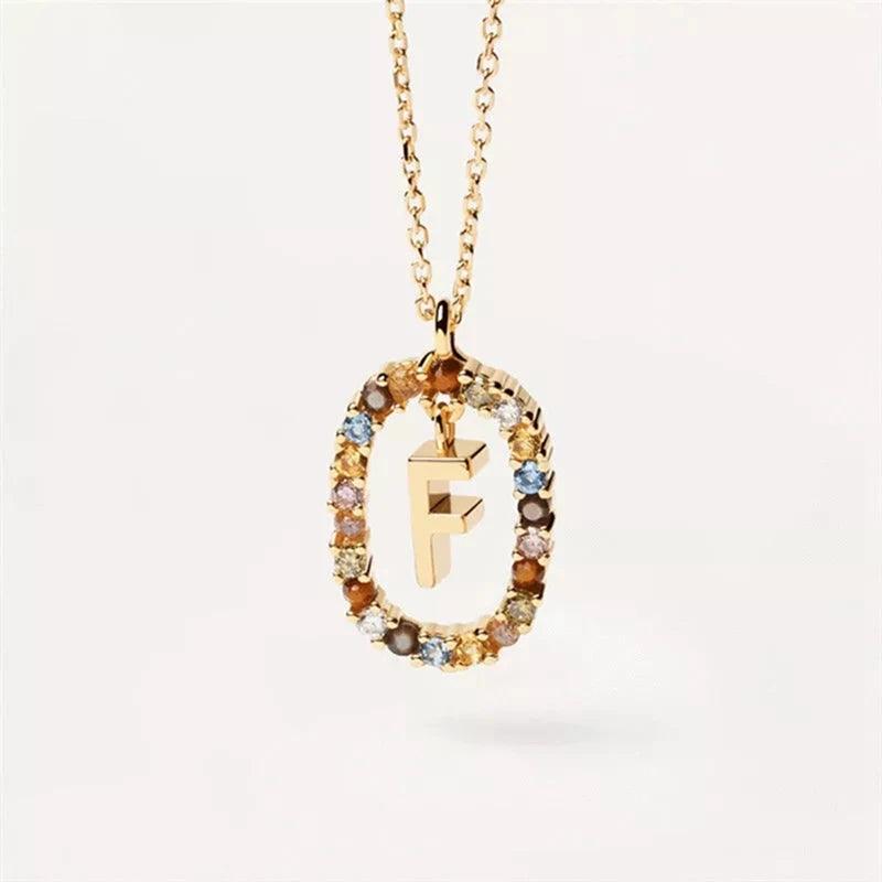 Fashion Hot Creative A-Z Letter Pendant Necklace For Woman Color Jewelry Sweet and Versatile Adjustable Chain Lobster Clasp