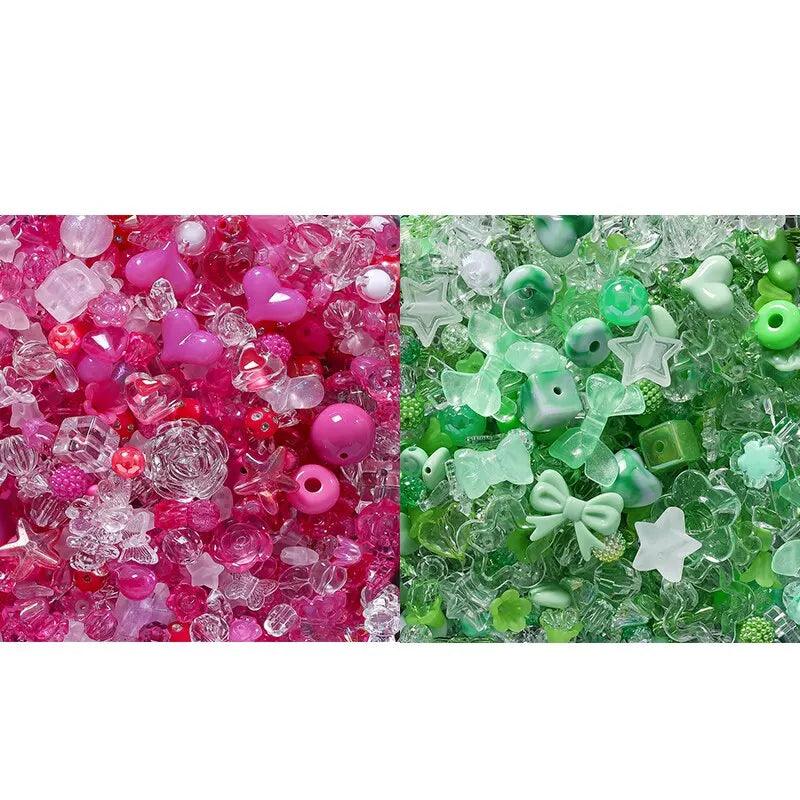 40g 2 Style Mixed Flowers Heart AB Color Phone Chain Beads Necklace Earrings Beads Multi Style Beads For Jewelry Making Findings