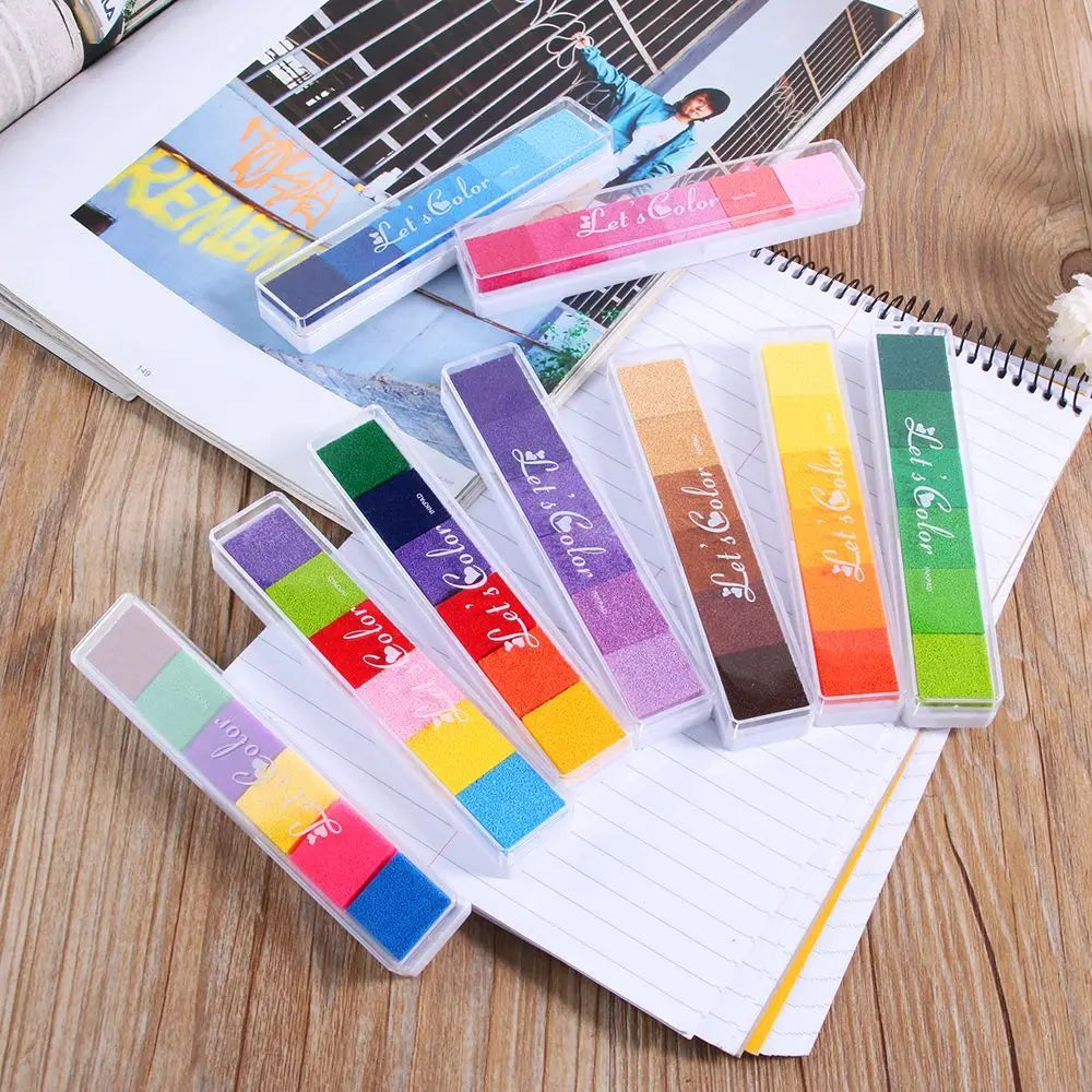 1 Pc Kids Toys Non-Toxic Gradient Color Ink Pad DIY Inkpad Rubber Stamp Oil Based Finger Print Nice Gift for Children Stamp