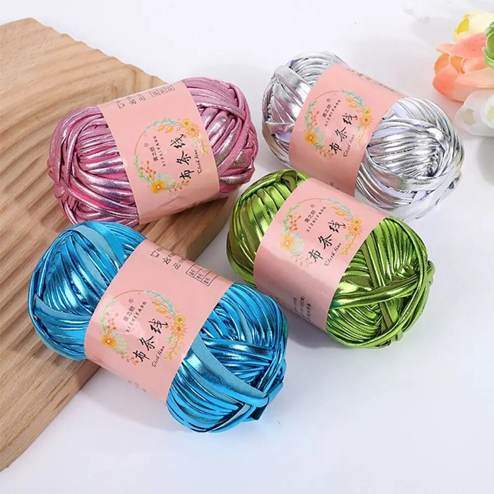 100g Imitation Leather Shiny Crochet Yarn DIY Hand Knitting Yarn Ball For Bag Blanket Cushion T-Shirt Sewing