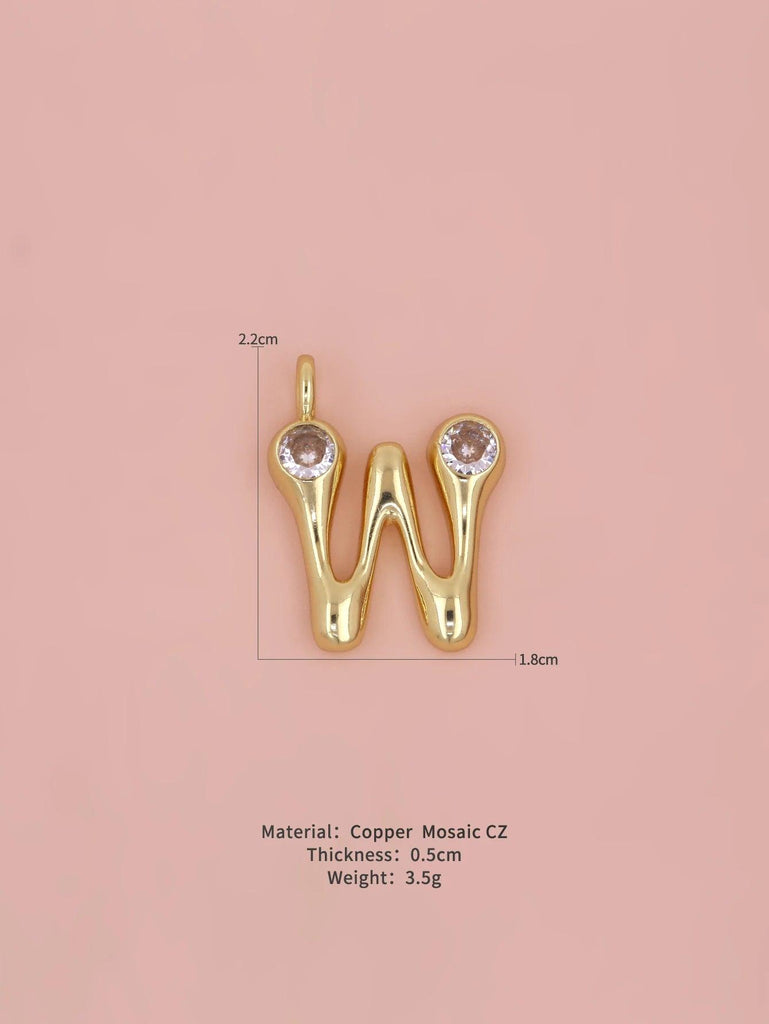 New Simple Versatile Round Zircon Plated Gold Copper 26 English Letters A-Z Pendant Men Women Necklaces Jewelry Making