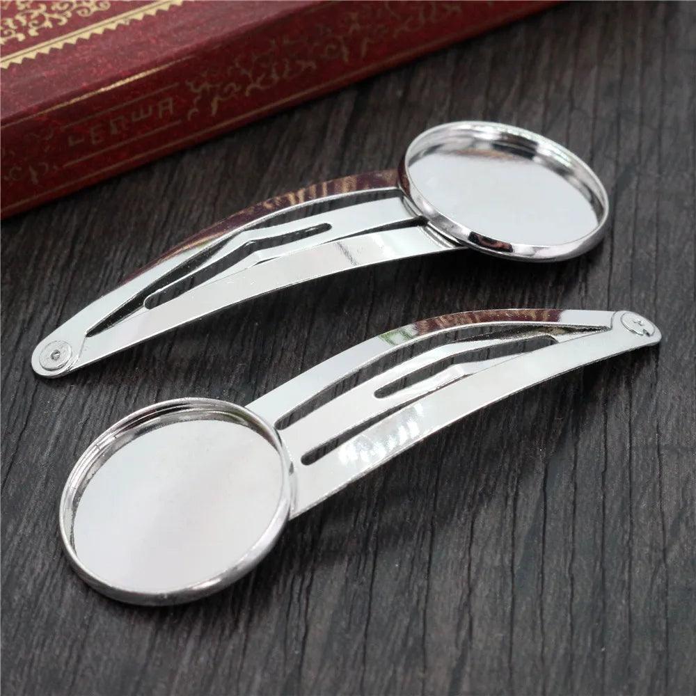 12mm 20mm 10pcs High Quality Rhodium Silver Plated Bronze Black Copper Material Hairpin Hair Clips Base Setting Cabochon Cameo