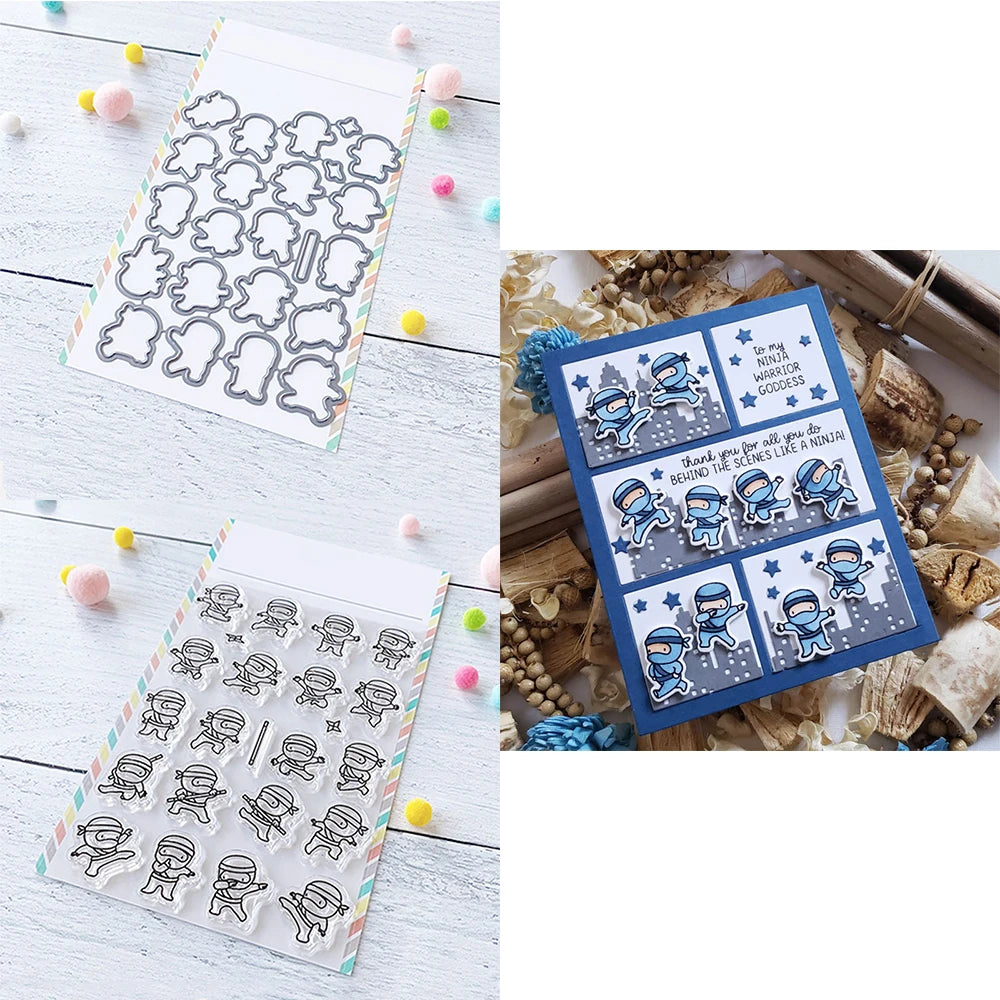 Mini Panda Bunny Koala Animal Outline Metal Cutting Dies Clear Stamps for DIY Easter Day Decor Paper Cards