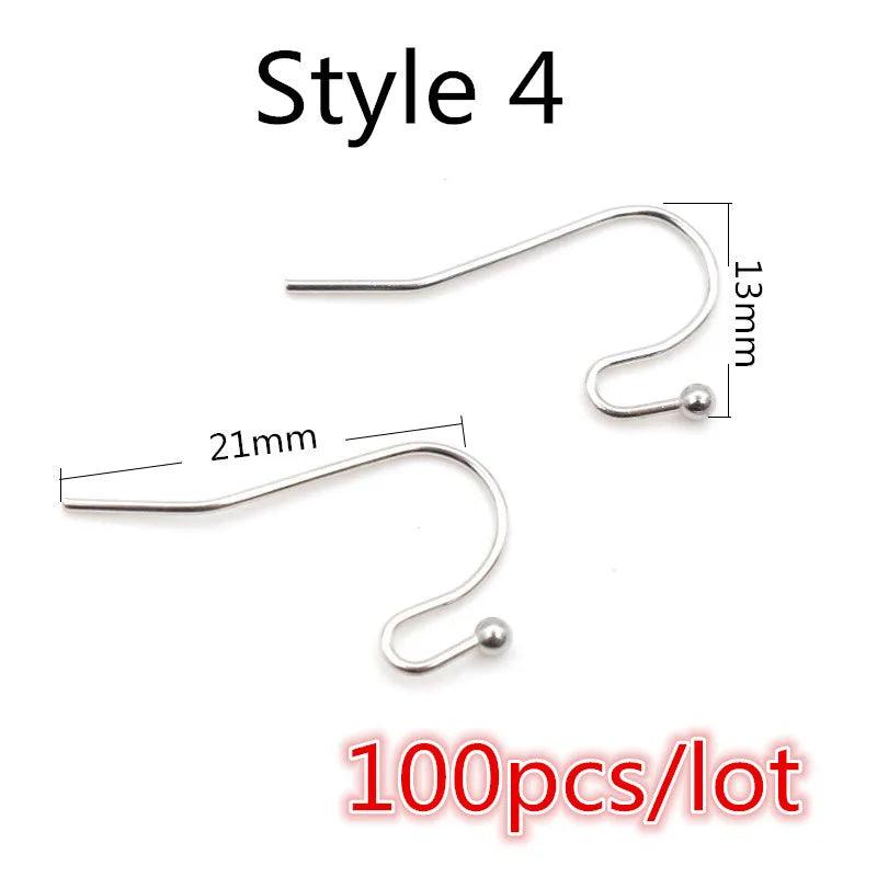(Never Fade) High Quality 316 Stainless Steel DIY Earring Findings Clasps Hooks Jewelry Making Accessories Earwire