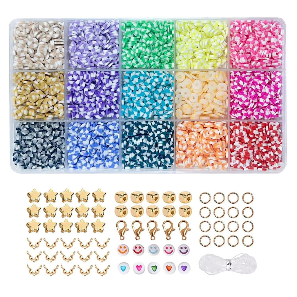 Clay Beads Bracelet Making Kit includes Loose Beads and String for DIY Jewelry Craft for Girls