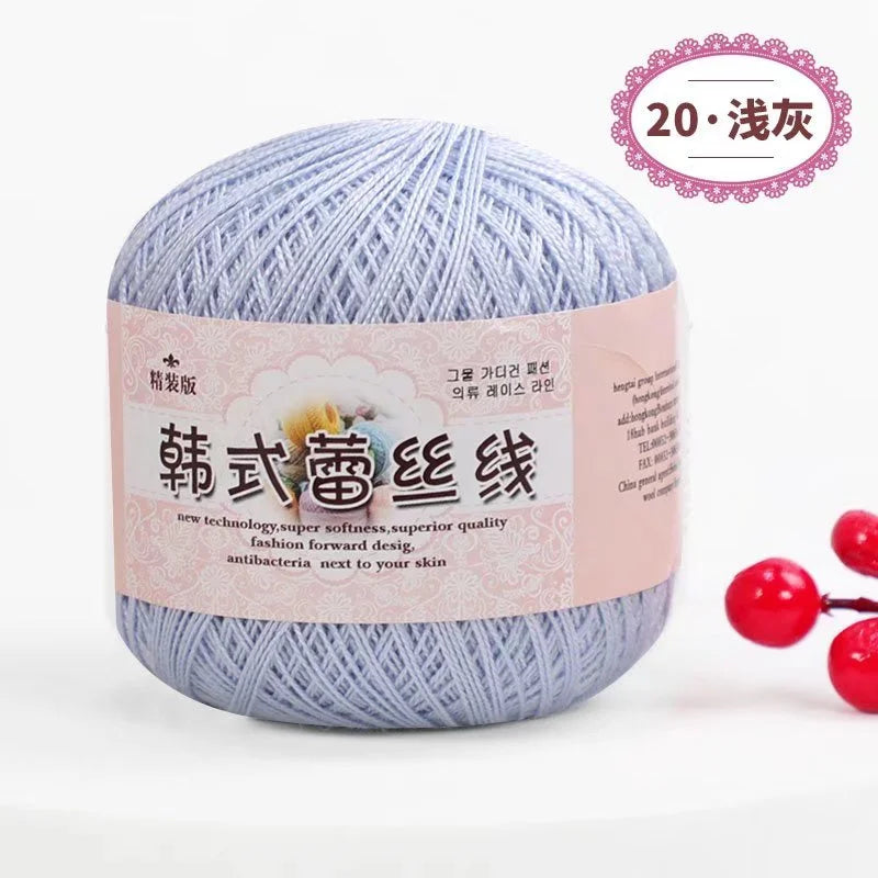 Pure Cotton Lace Crochet Thread No 8 Ice Silk 50g Yarn