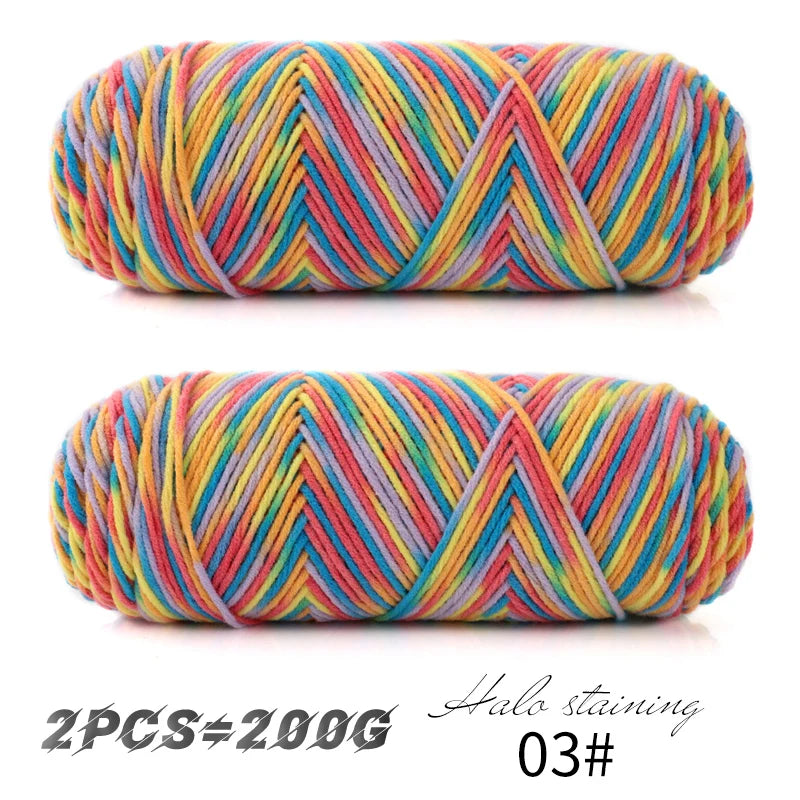 Colorful 5 Strand Dyed Milk Cotton Baby Sweater Yarn for Handmade DIY Woven Scarves and Crochet Projects