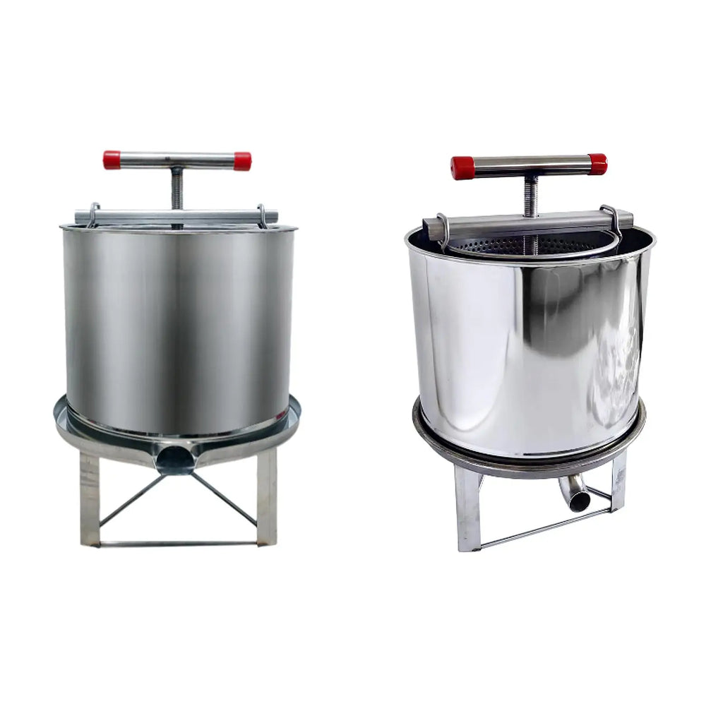 Honey Press Machine with Cover Manual Metal Honey Extractor Beekeeper Equipment Portable for Household Farmhouse Beekeeping