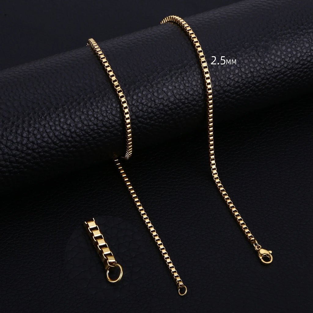HIYEE 1.5 To 3 MM Thick Stainless Steel Box Chain Necklaces For Men And Women Jewelry Link Chokers With 18 To 24 Inches