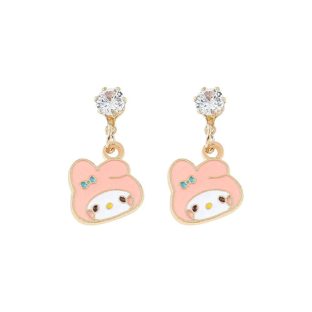Sanrio Hello Kitty Earrings Stud Women Cute Kuromi Dangle Earrings Girl Cinnamoroll Melody Accessory Kids Xmas Gift