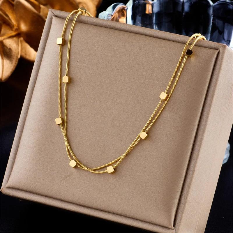 DIEYURO 316L Stainless Steel Geometric Ball Beads Pearl Chain Necklace For Women New Punk Girls Thick Choker Jewelry Party Gifts