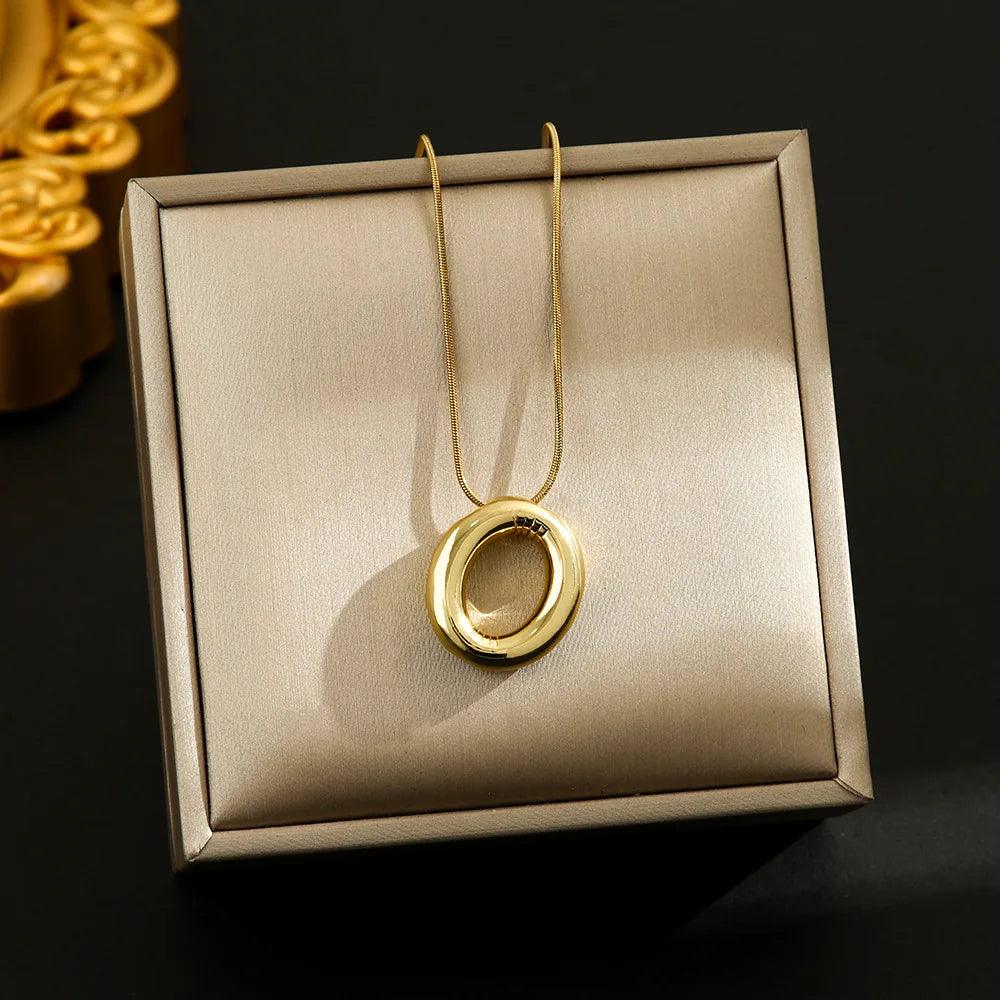 Hot Sale Stainless Steel 26 English Alphabet Necklace Pendant All-match Simple Clavicle Chain Jewelry