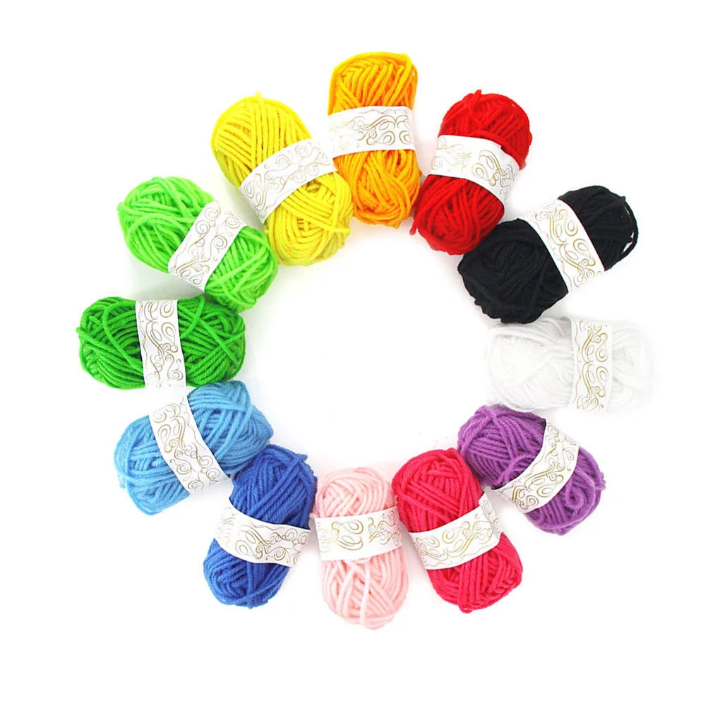 12 Pieces Kids DIY Knitting Crochet Yarns Colorful Material Sewing Hand Crafting Wool Ball Cardigan Random Color