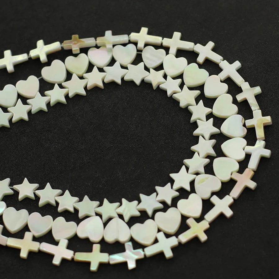 New Natural Shell Beads For Jewelry Making White Heart Star Cross Charm For DIY Bracelet Necklace Armbandjes Maken Kralen