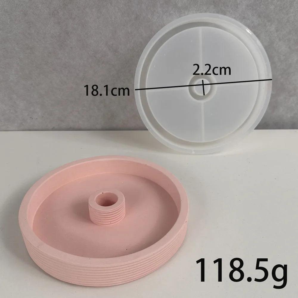 Concrete Round Candle Holder Silicone Mold DIY Handmade Epoxy Resin Plaster Candlestick Mould Home Decor Candle Jar Making Tool