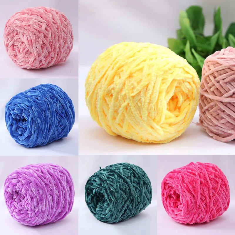 100g/Roll Velvet Yarn Polyester Blended Cotton Chenille Yarn Crochet Hand Knitting Thread For Scarf Sweater DIY Craft