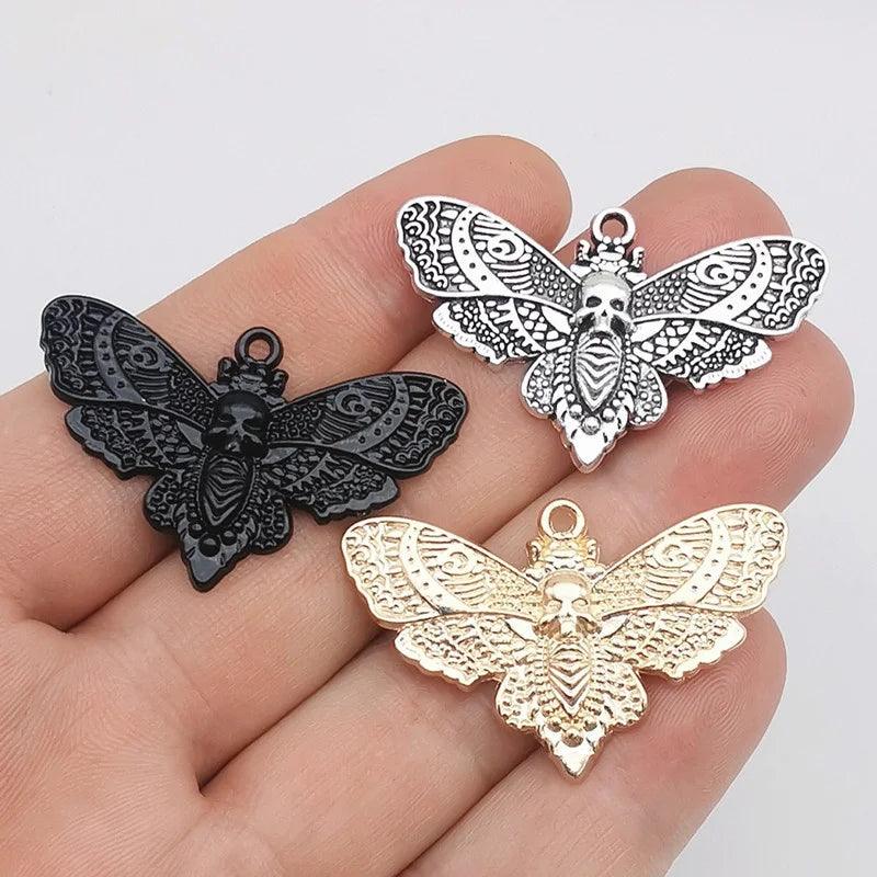 10pcsGugote DIY Zinc Alloy Accessories Moth Skull Pendant Accessories Suitable for Necklaces and Earrings