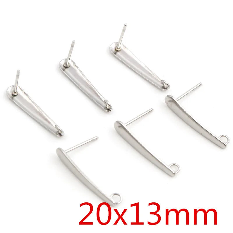 20pcs 316 Stainless Steel Geometric Polygonal Earring Stud Hooks Posts Connector For DIY Jewelry Making Supplies