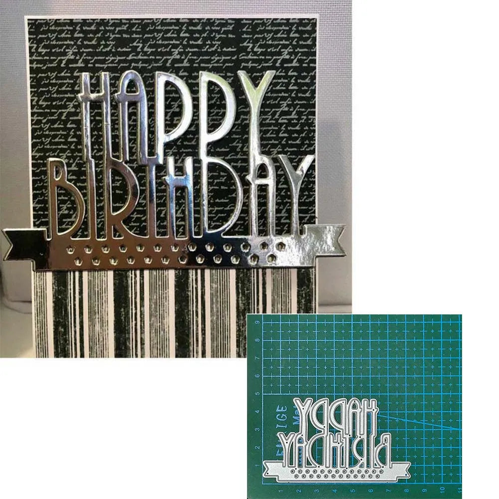 Metal Cutting Dies Happy Birthday Mold Scrapbooking Decoration Paper Knife Mould Blade Punch Template Embossing Stencils