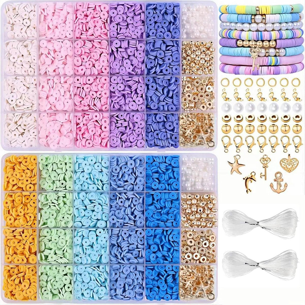 Rainbow Clay Beads Bracelet Making Kit for Adults, Heishi Beads for Bracelets Jewelry Making kit with Spacer Pearl Beads