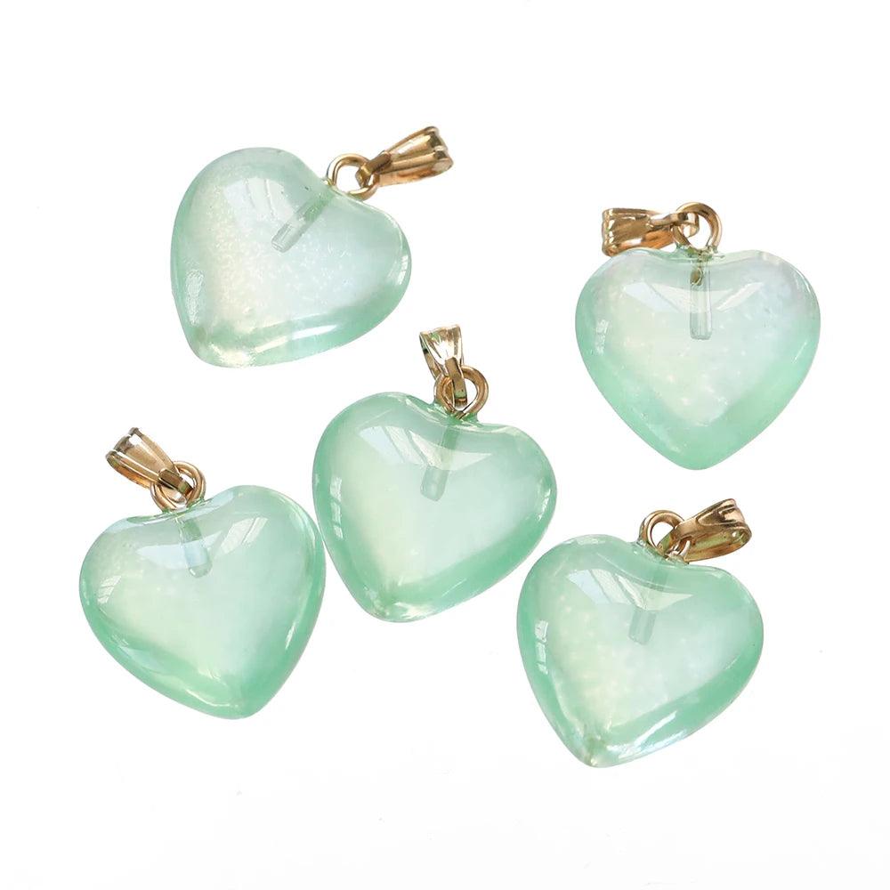 10Pcs/Lot Czech Lampwork Crystal Glass Heart Beads Charms pendant DIY Handmade Jewelry Making Necklaces Earrings Accessories