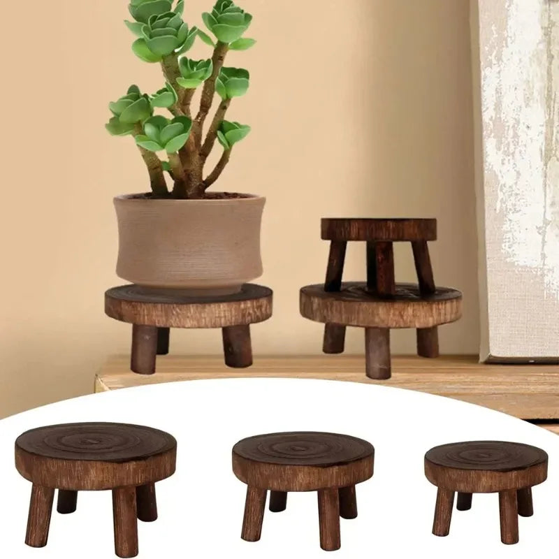 Creative Photography Props Green Plant Pot Raising Rack Small Bench Small Tray Solid Wood Storage Pot Rack Retro Photo