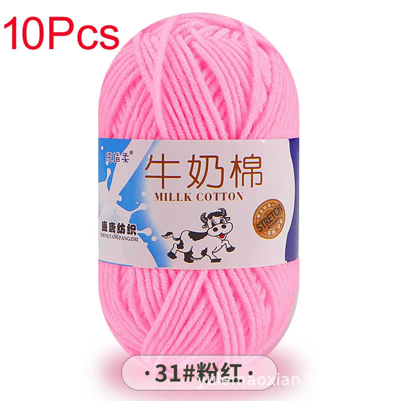 10 Piece Milk Cotton Yarn Knitting Wool for Hand Knitting and Crochet Soft Yarn for Scarves Hats and Sweaters