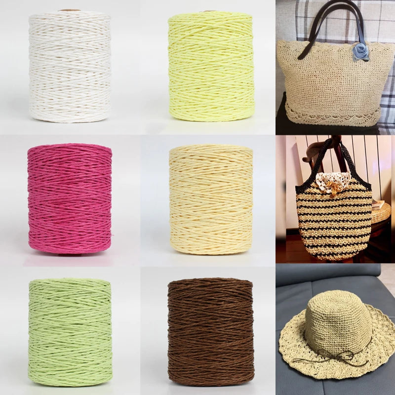 Natural Raffia Straw Yarn For Knitting Crocheting Paper Threads DIY Handmade Summer Sunhat Beach Bag Material