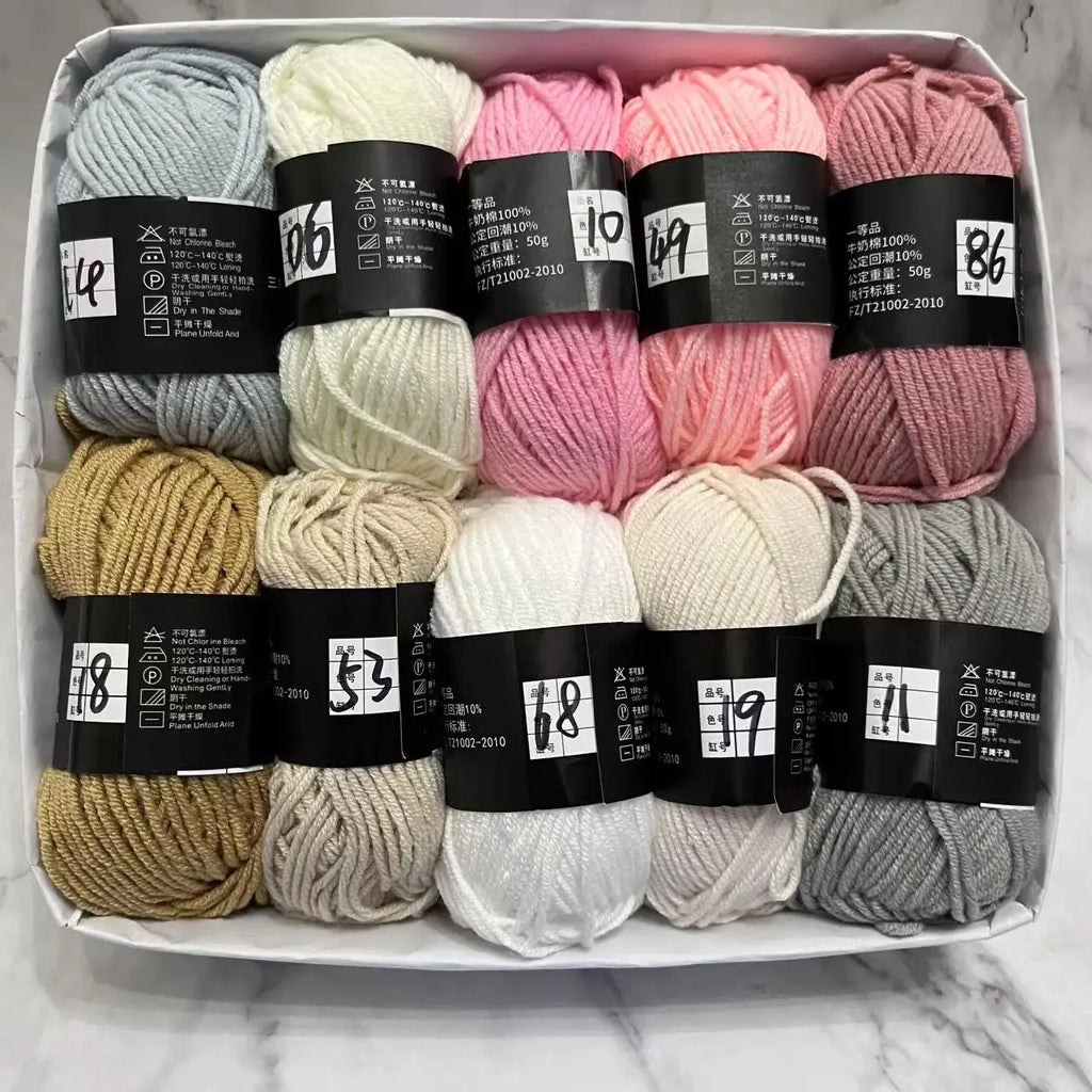 10 Balls Milk Cotton Yarn 500g Knitting and Crochet Wool Cotton Yarn DIY Craft Pack