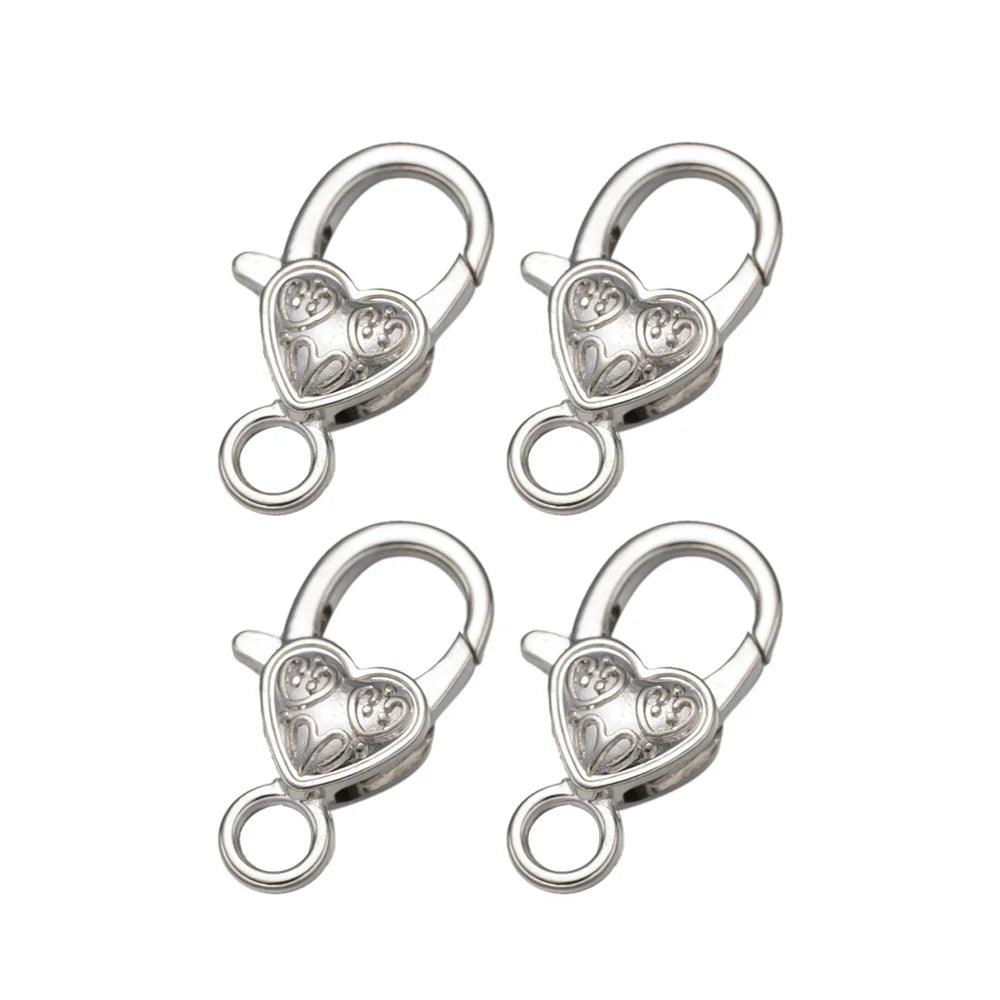 10pcs Lobster Clasp Hooks Heart Keychain Clasps for DIY Bracelets Chain Necklace Components Accessory Jewelry Making Findings