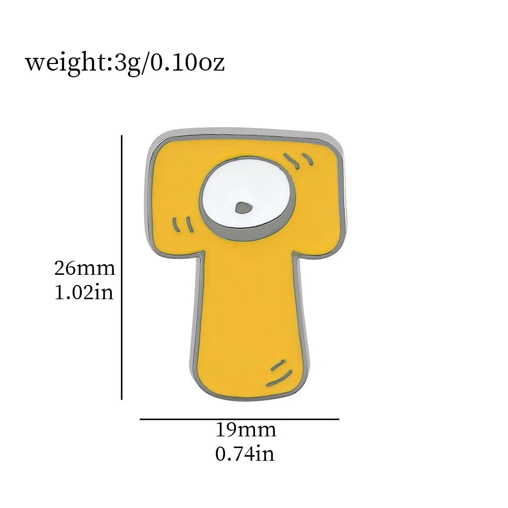 Cartoon 26 English Alphabet Shape Brooch Cute Metal Enamel Badge Clothing Backpack Lapel Pin Jewelry Accessories Gift