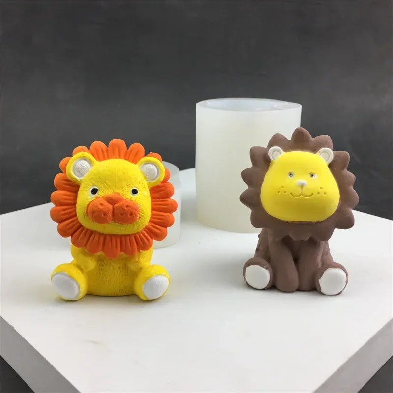 3D Lion Silicone Mold Handmade DIY Small Animal Aromatherapy Candle Plaster Soap Chocolate Cake Baking Mould Holiday Gift Making