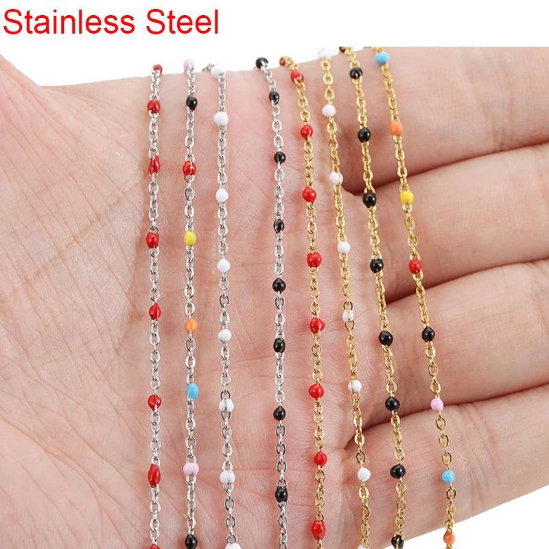 2meters Stainless Steel Chains Bulk Lot Gold Color Diameter 1.5mm Necklace Link Chains for Diy Bracelet Jewelry Making Supplies