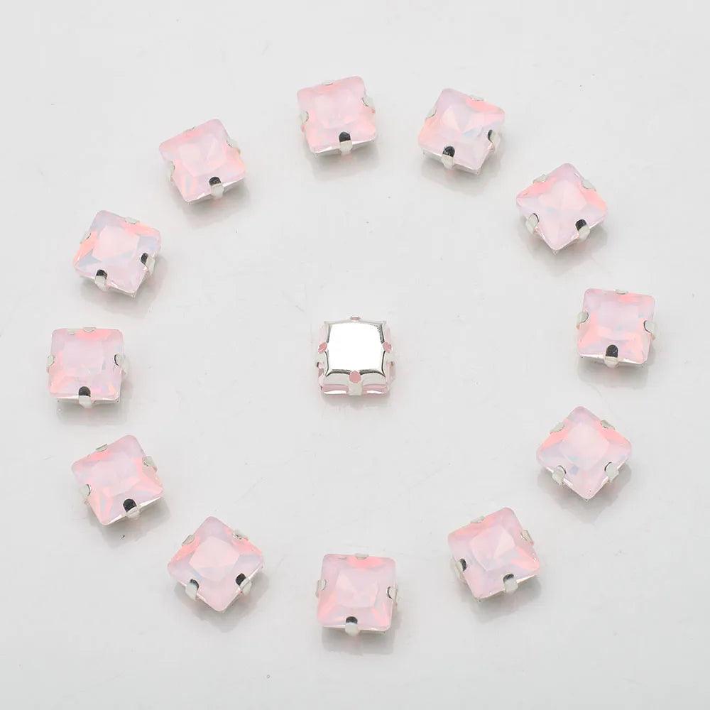 New 8MM 20pcs Square Crystal Buckle Four Hole Claw Drill Edge Hand Sewn Drill DIY Jewelry Accessories, Wedding Dress Materials
