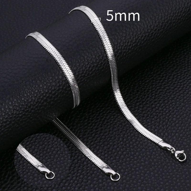 HIYEE Stainless Steel Snake Necklace for Women Jewelry Gift Blade Chain Gold Plated Waterproof Trendy DIY Pendant Accessories