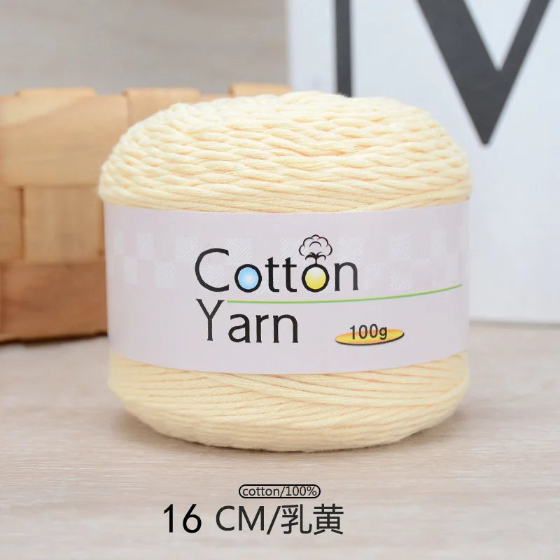 100g 100 Percent Cotton Hand Knitting Yarn Soft Crochet Yarn for Sweater Scarf Blanket Hat and Amigurumi