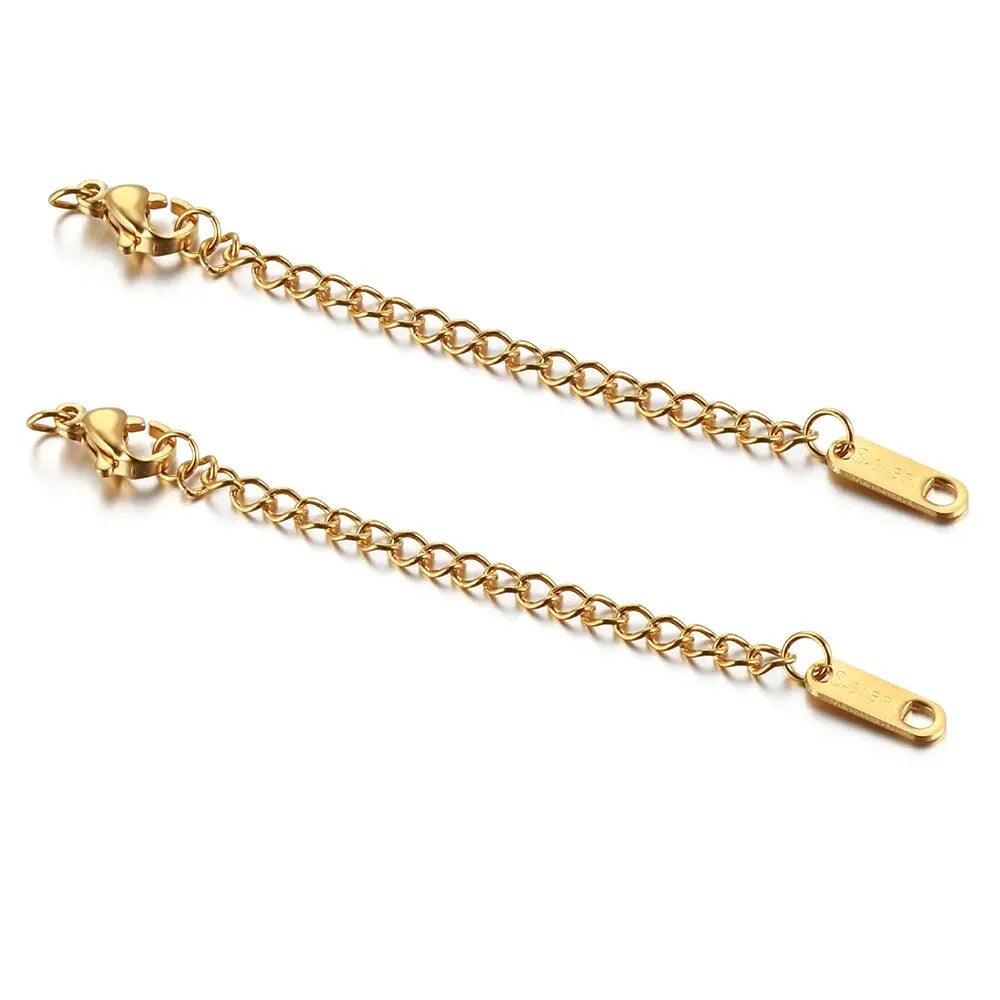 10pcs Gold Plated Stainless Steel Extended Extension Tail Chain with Lobster Clasps Connector for DIY Jewelry Necklace Findings