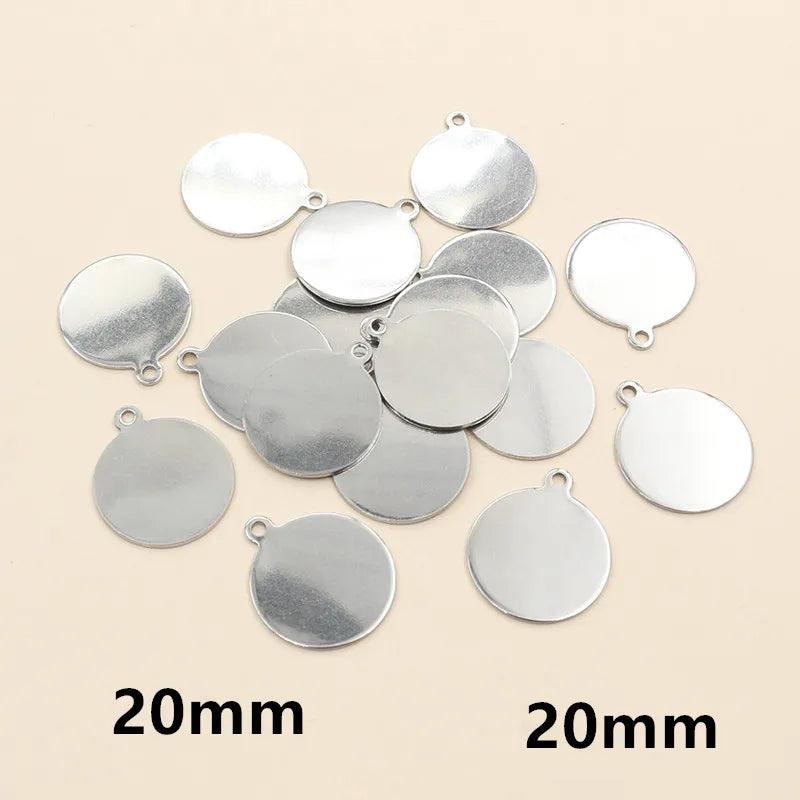 20-200pcs 6-25mm Stainless Steel Round Coin Charms Pendant DIY Jewelry Making Accessories Fingings for Necklace Bracelet
