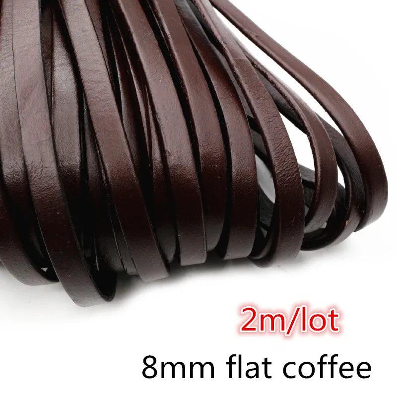 2-5m/lot 1-8mm Genuine Cow Leather Round/Flat Strand Thong Cord DIY Bracelet Findings Rope String For Jewelry Making Accessories