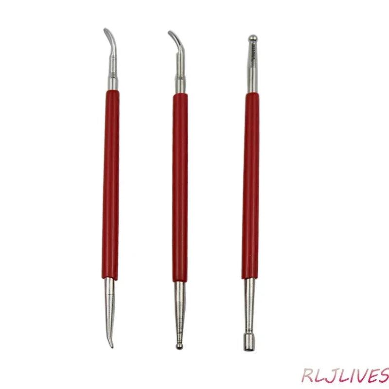Pottery Clay Carving Tools Pottery Sculping Tool Double Head Pottery Clay Modeling Set Leather Edge Engraving Crease Pen 3Pcs