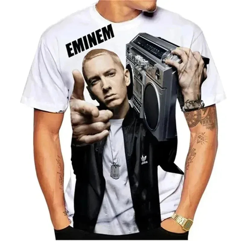 Eminem 3D Printed T-Shirt for Men and Women Fashion Hip Hop Streetwear Oversized Tee