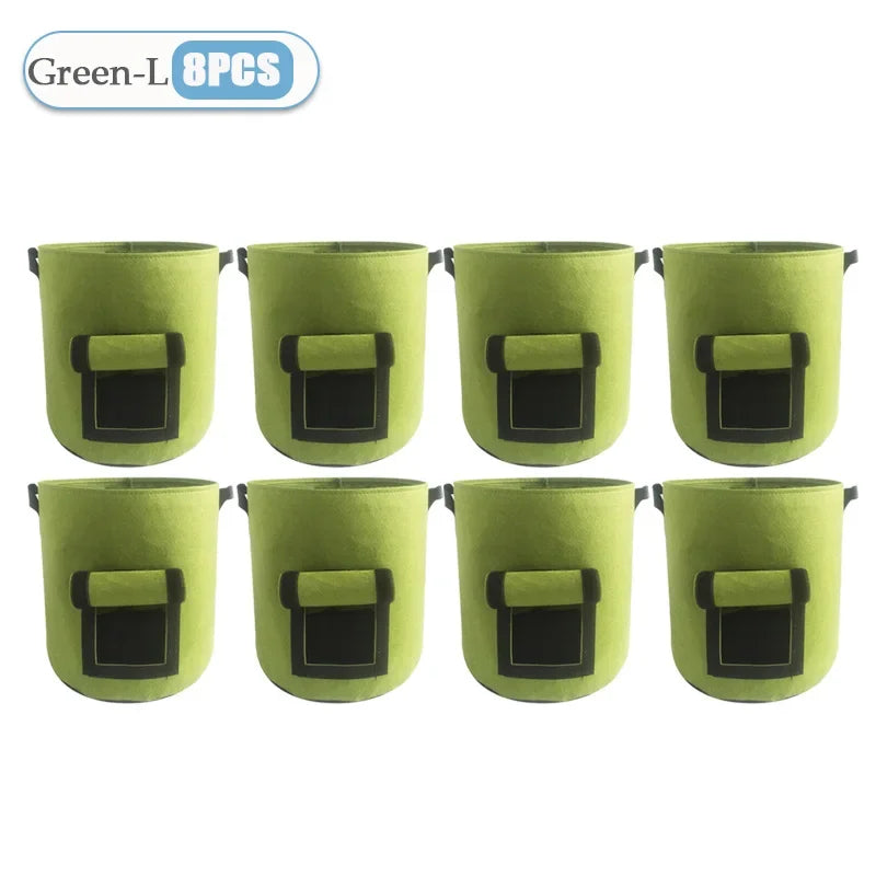 1-8PCS 5/10Gallon Felt Potato Planting Bag Large Diameter Vegetable Plant Seedling Bag Non-Woven Garden Potato Growing Bucket