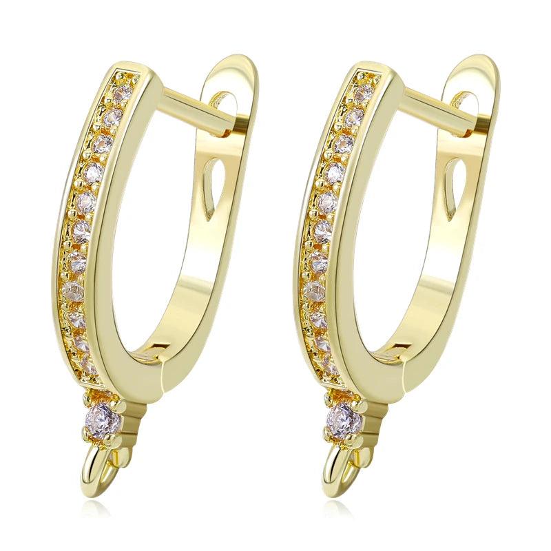 Juya Handmade 18K Real Gold Plated Earwire Fasteners Earring Hooks Accessories For DIY Women's Anti-Allergy Earrings Making