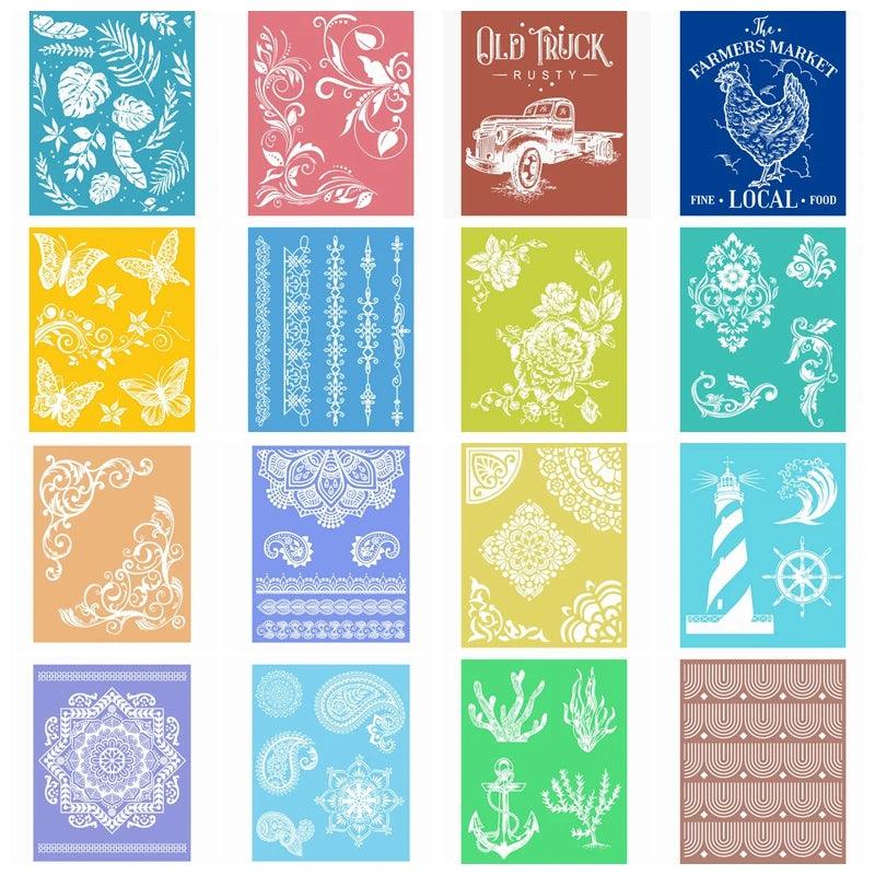 Reusable Silkscreen Stencil Butterfly Flower Leaves Pattern For Furniture Clothing Use Easy Transfer DIY Crafts Printing Tool